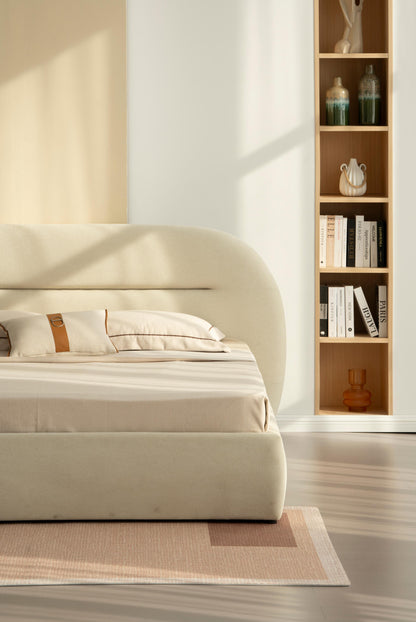 Lit en tissu avec sommier inclus Vernon