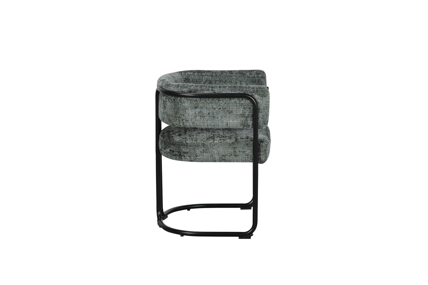 Chaise avec accoudoirs en tissu et structure noire, 56x52xH70CM ALICIA