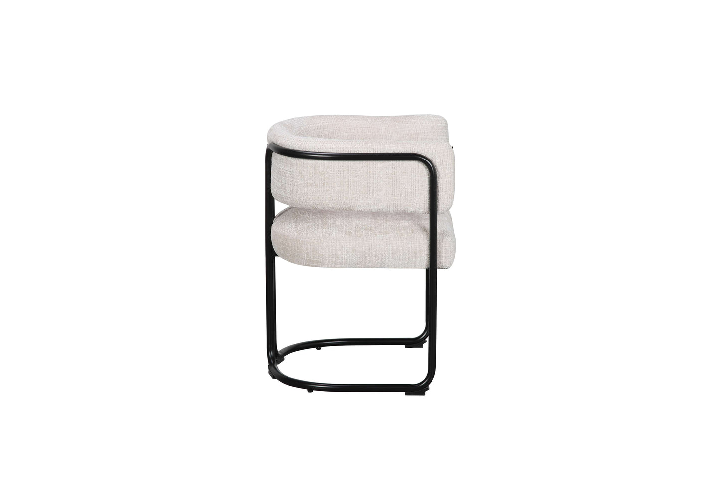 Chaise avec accoudoirs en tissu et structure noire, 56x52xH70CM ALICIA