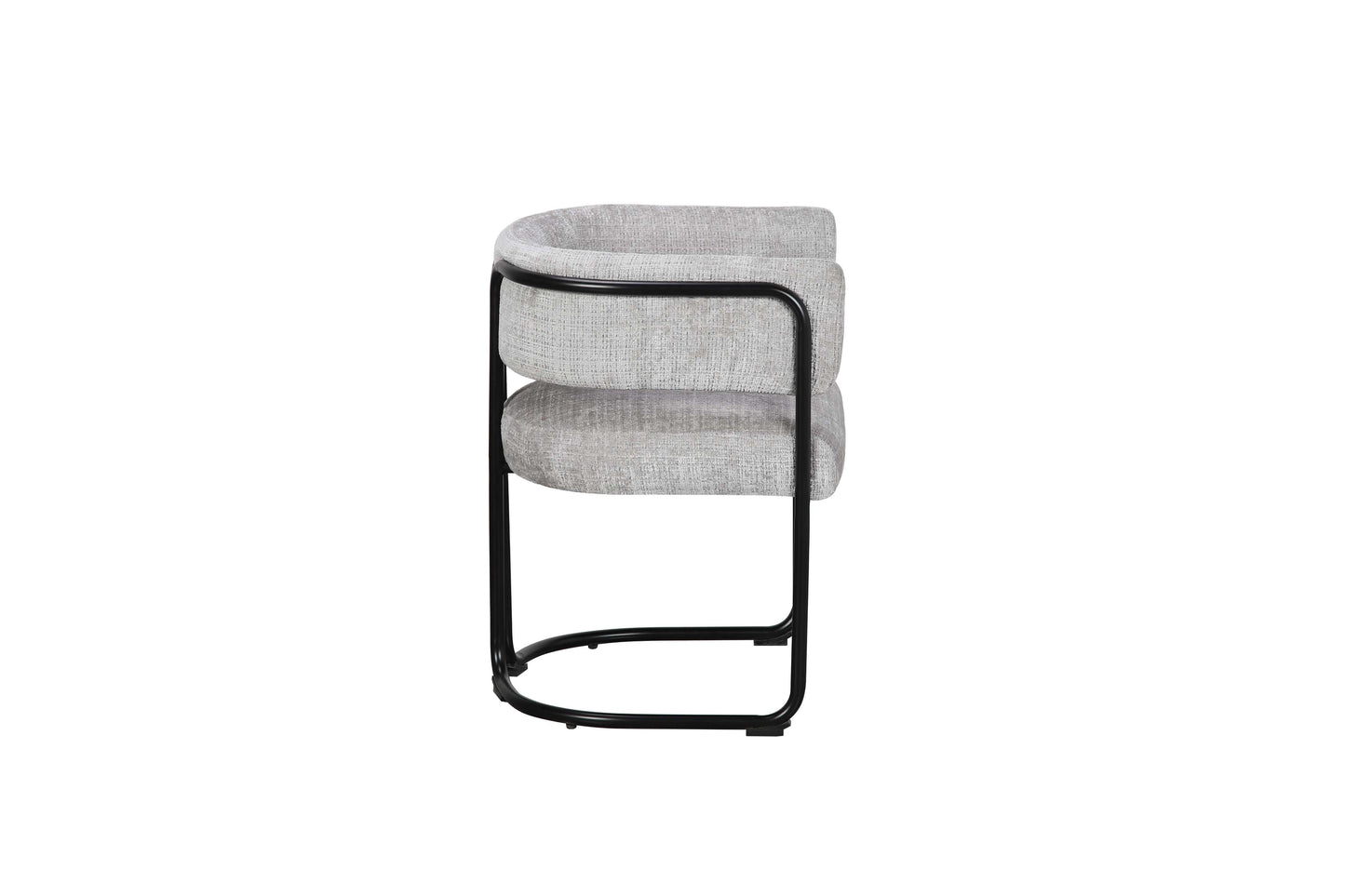 Chaise avec accoudoirs en tissu et structure noire, 56x52xH70CM ALICIA