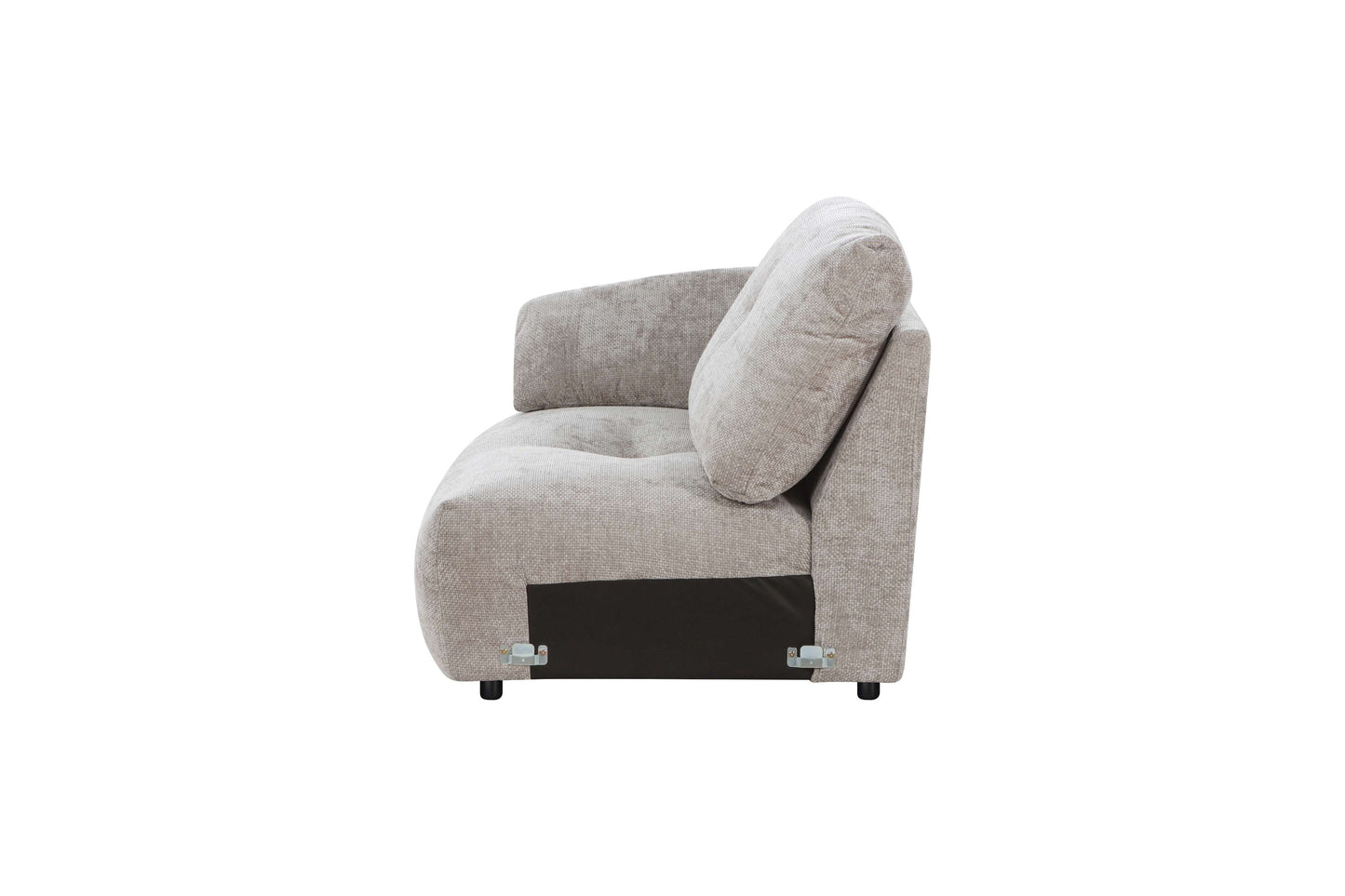 Canapé d'angle avec pouf en tissu anti tache réversible , 321x228xH97CM - EDEN