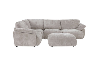 Canapé d'angle avec pouf en tissu anti tache réversible , 321x228xH97CM - EDEN