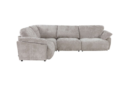 Canapé d'angle avec pouf en tissu anti tache réversible , 321x228xH97CM - EDEN