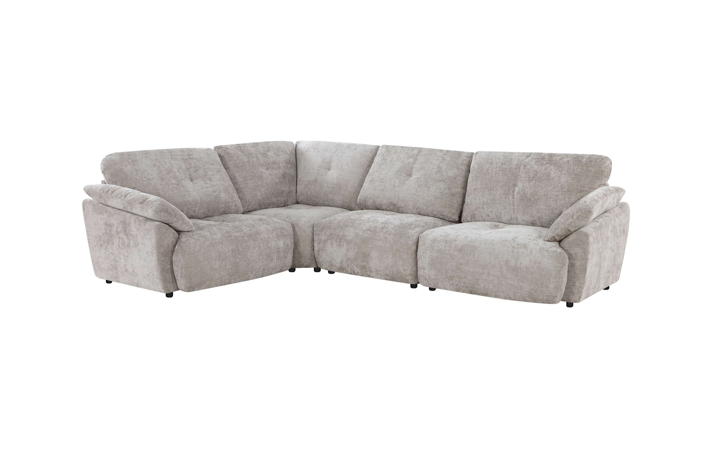 Canapé d'angle avec pouf en tissu anti tache réversible , 321x228xH97CM - EDEN