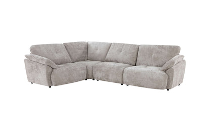 Canapé d'angle avec pouf en tissu anti tache réversible , 321x228xH97CM - EDEN