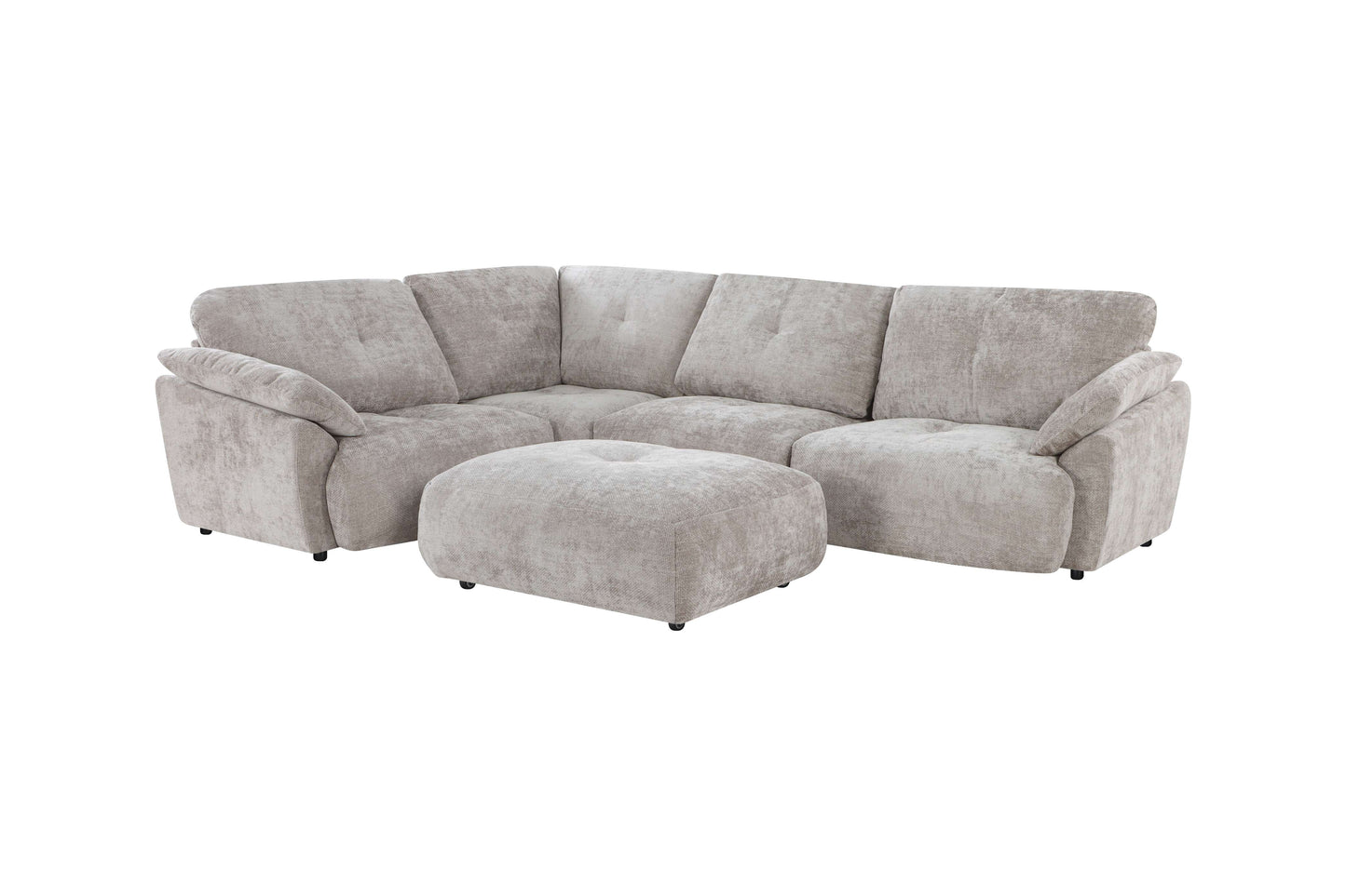 Canapé d'angle avec pouf en tissu anti tache réversible , 321x228xH97CM - EDEN