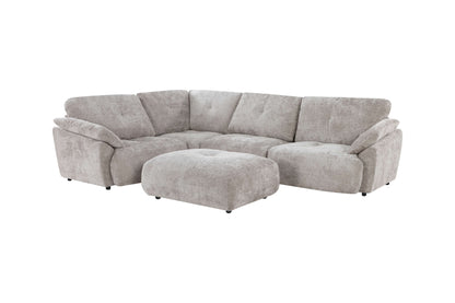 Canapé d'angle avec pouf en tissu anti tache réversible , 321x228xH97CM - EDEN