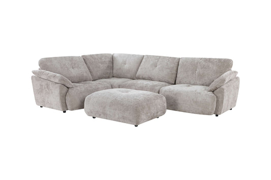 Canapé d'angle avec pouf en tissu anti tache réversible , 321x228xH97CM - EDEN
