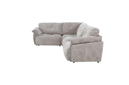 Canapé d'angle avec pouf en tissu anti tache réversible , 321x228xH97CM - EDEN