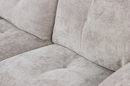 Canapé d'angle avec pouf en tissu anti tache réversible , 321x228xH97CM - EDEN