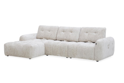 Canapé avec meridienne large avec dossier convertible tissu anti tâche, 265x209xH89CM - HAZEL