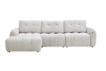 Canapé avec meridienne large avec dossier convertible tissu anti tâche, 265x209xH89CM - HAZEL