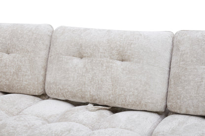 Canapé avec meridienne large avec dossier convertible tissu anti tâche, 265x209xH89CM - HAZEL