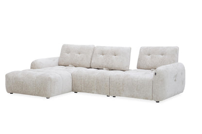 Canapé avec meridienne large avec dossier convertible tissu anti tâche, 265x209xH89CM - HAZEL