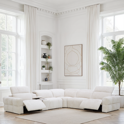 Canapé d'angle en tissu anti tache avec 3 relax, 344x311CM - CLEO