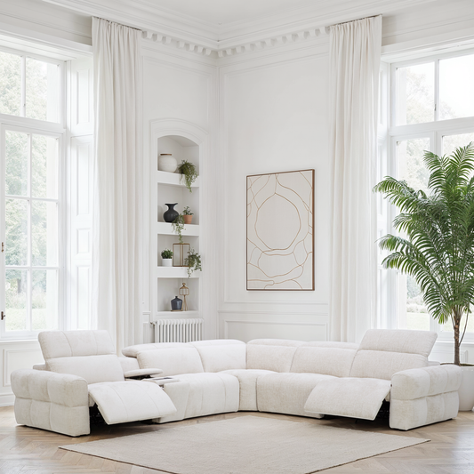 Canapé d'angle en tissu anti tache avec 3 relax, 344x311CM - CLEO