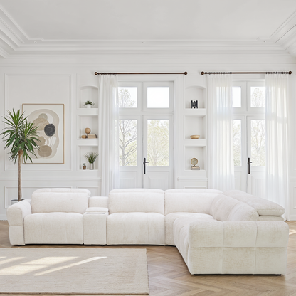 Canapé d'angle en tissu anti tache avec 3 relax, 344x311CM - CLEO