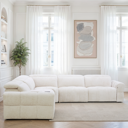 Canapé d'angle en tissu anti tache avec 3 relax, 344x311CM - CLEO