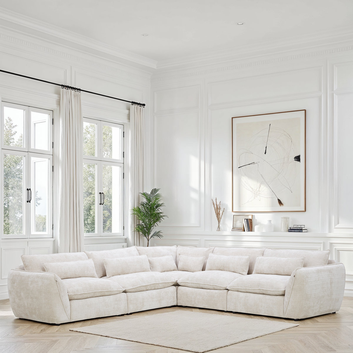 Grand Canapé d'Angle modulable 7 places en tissu 320x320xH90 cm -ANGELO