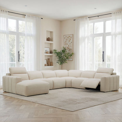 Canapé d'angle panoramique en tissu anti tache, 384x307xH77/101CM - DENISE