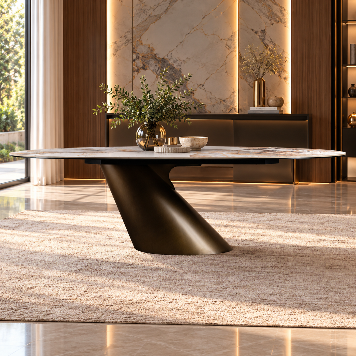 Table à manger avec plateau en céramique, 240x120xH75CM - KAIZEN