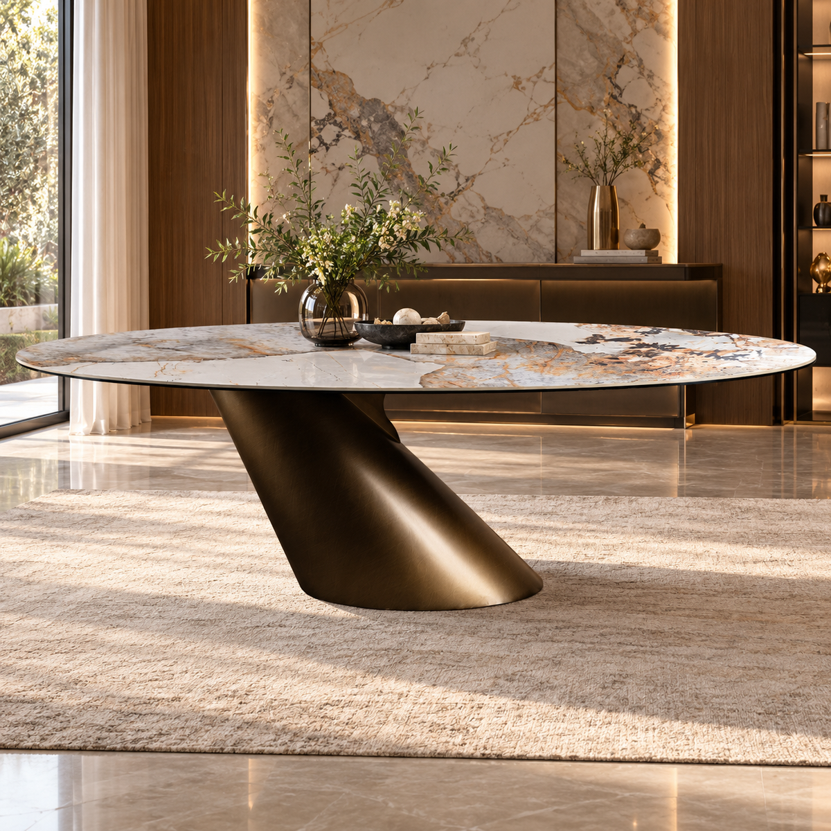 Table à manger avec plateau en céramique, 240x120xH75CM - KAIZEN