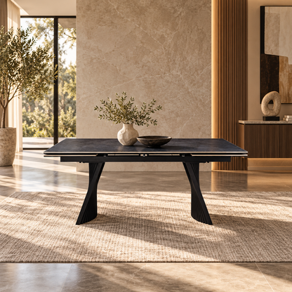 Table à manger extensible avec plateau en céramique, 200-300x100xH76CM - AURELIA