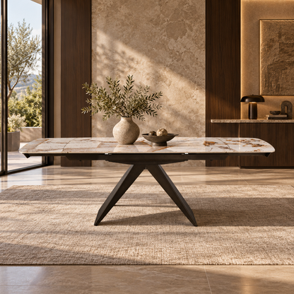 Table à manger extensible avec plateau en céramique, 160-240x90xH76CM - KYREN