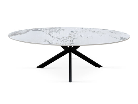 Table basse plateau en ceramique ovale, 130x70xH45CM - PILAR