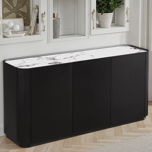 Buffet en particules de bois plateau céramique, H80,7CM - NERO