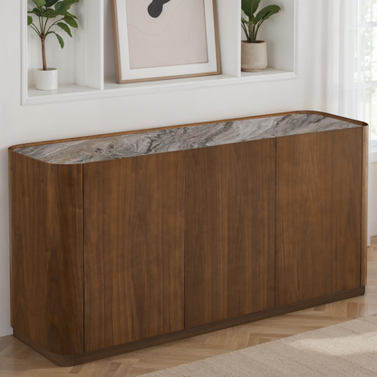 Buffet en particules de bois plateau céramique, H80,7CM - NERO