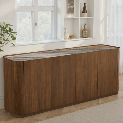 Buffet en particules de bois plateau céramique, H80,7CM - NERO