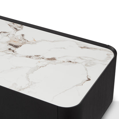 Table basse en particules de bois plateau céramique, 110x60xH38,7CM - NERO