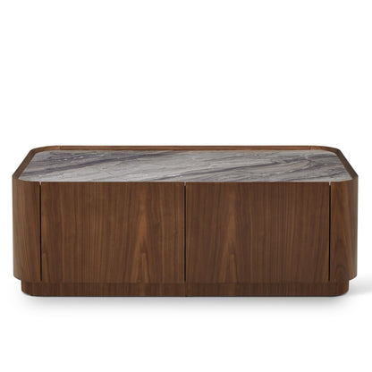 Table basse en particules de bois plateau céramique, 110x60xH38,7CM - NERO