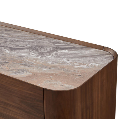 Vaisselier en particules de bois plateau céramique, 150x45xH76,6CM - NERO