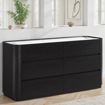 Vaisselier en particules de bois plateau céramique, 150x45xH76,6CM - NERO