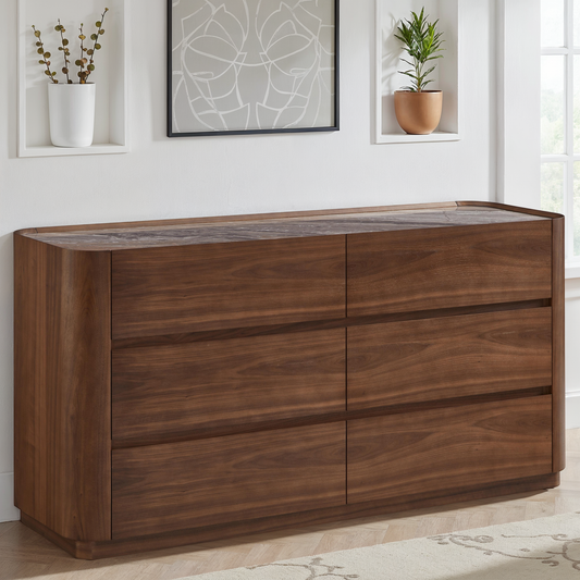 Vaisselier en particules de bois plateau céramique, 150x45xH76,6CM - NERO