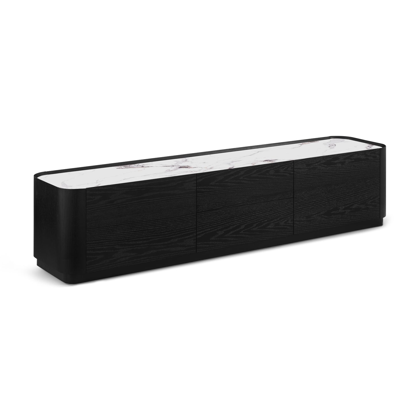 Meuble TV en particules de bois plateau céramique, H45,7CM - NERO
