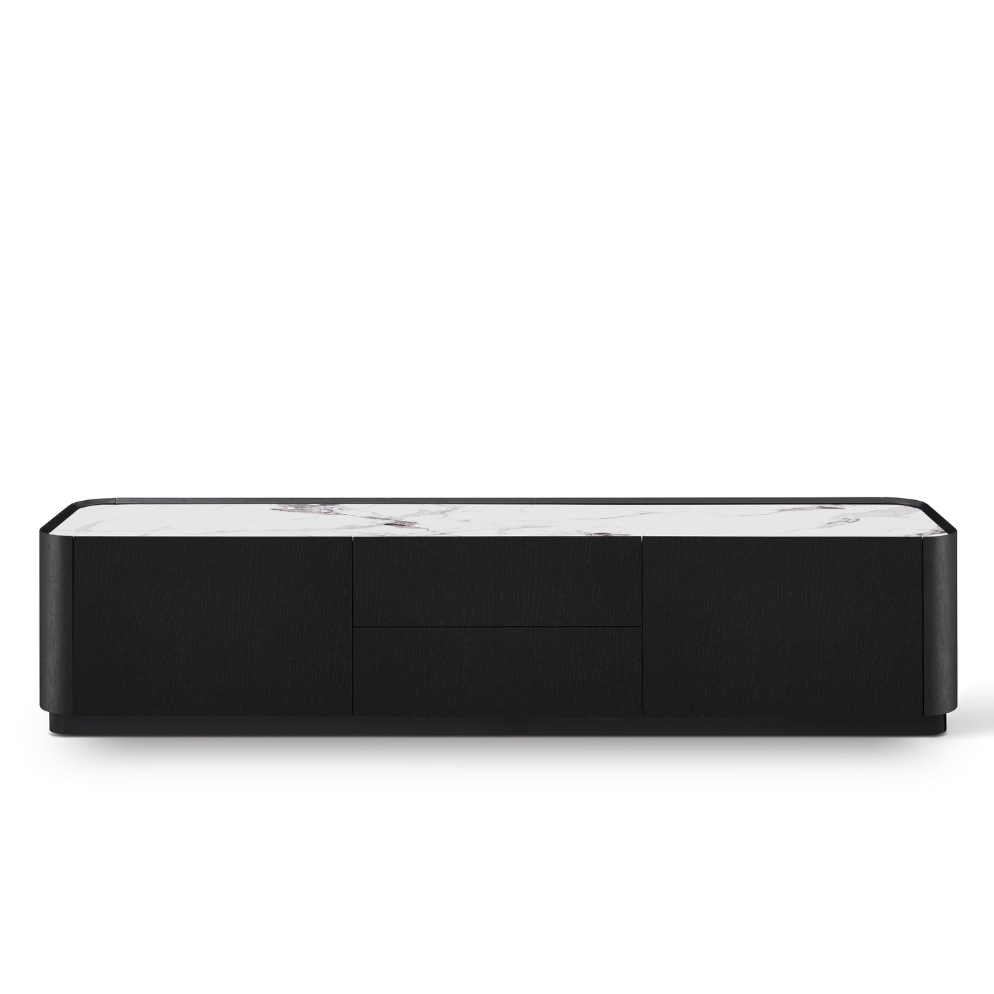 Meuble TV en particules de bois plateau céramique, H45,7CM - NERO