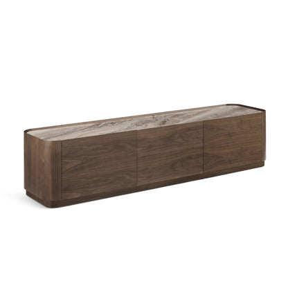 Meuble TV en particules de bois plateau céramique, H45,7CM - NERO