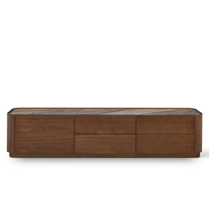 Meuble TV en particules de bois plateau céramique, H45,7CM - NERO
