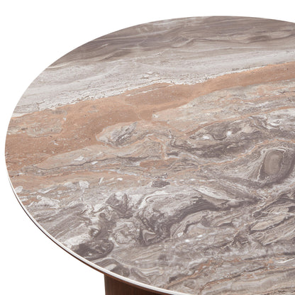 Table à manger en particules de bois plateau céramique rond, H76CM - NERO