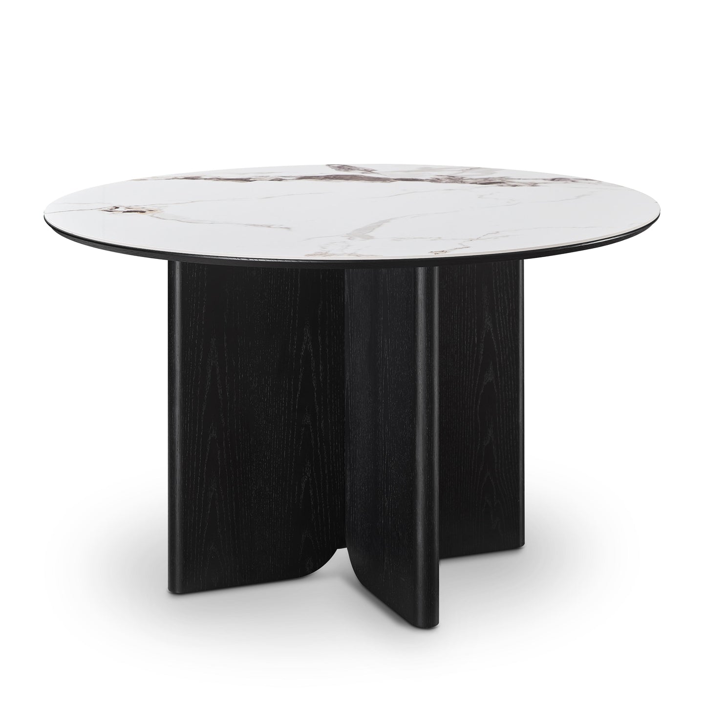 Table à manger en particules de bois plateau céramique rond, H76CM - NERO