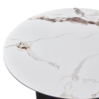Table à manger en particules de bois plateau céramique rond, H76CM - NERO