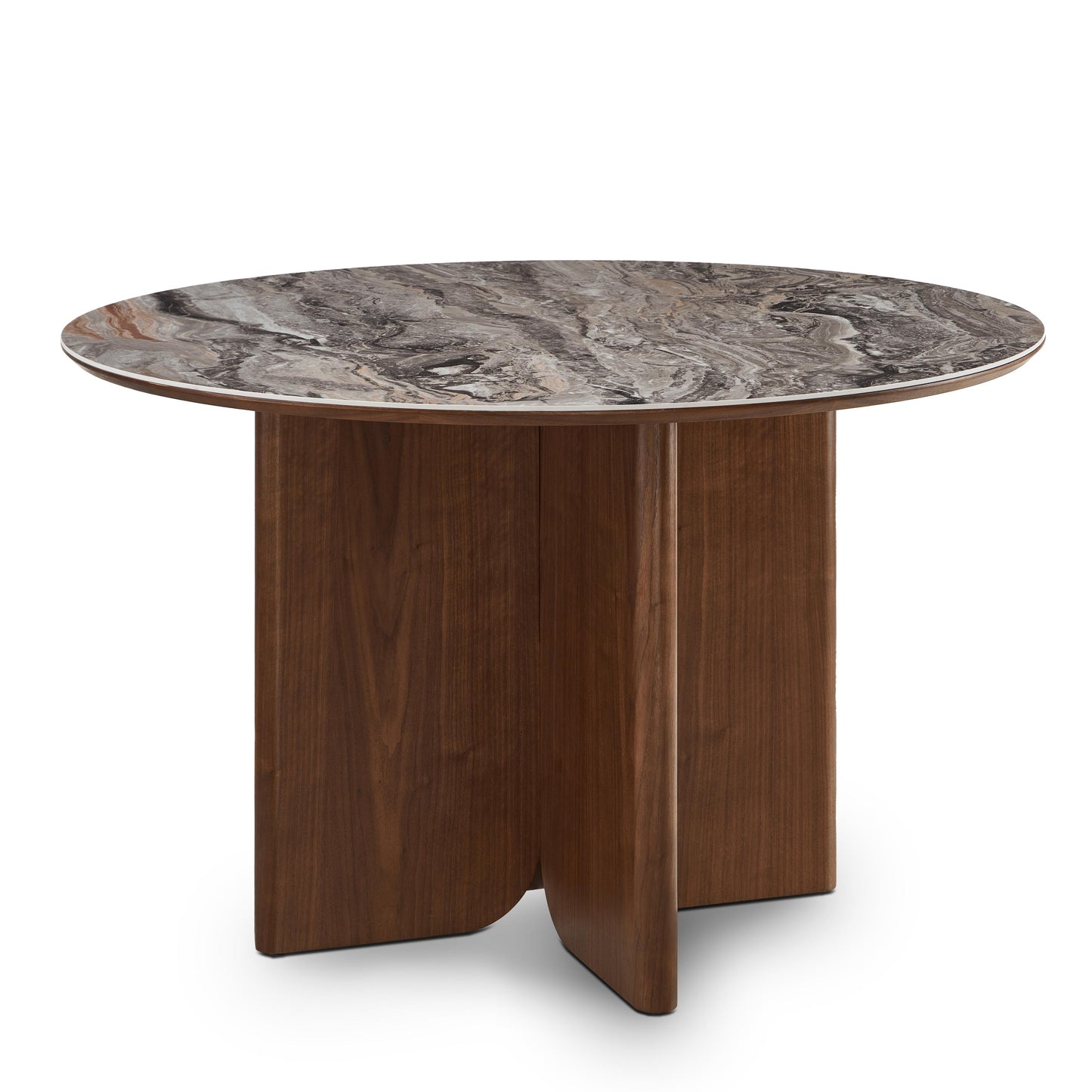 Table à manger en particules de bois plateau céramique rond, H76CM - NERO