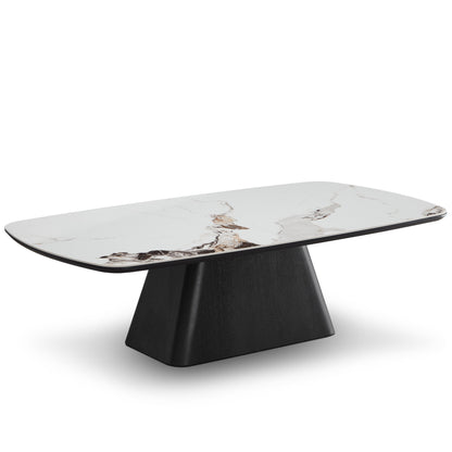 Table basse en particules de bois plateau céramique, 130x70xH38CM - NERO