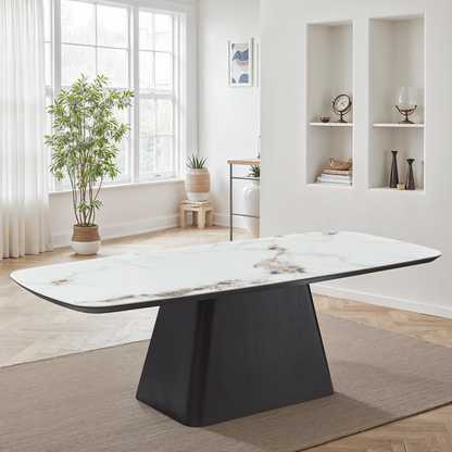 Table à manger en particules de bois plateau céramique, H76CM - NERO