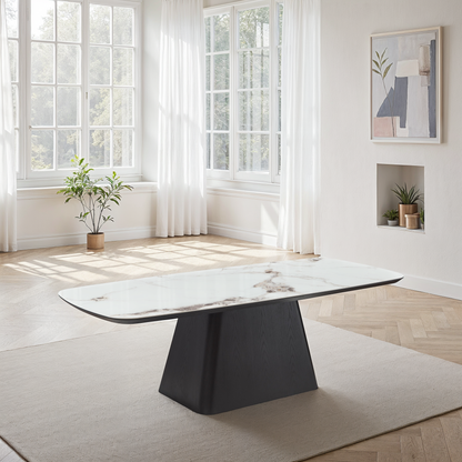 Table basse en particules de bois plateau céramique, 130x70xH38CM - NERO