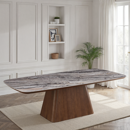 Table à manger en particules de bois plateau céramique, H76CM - NERO