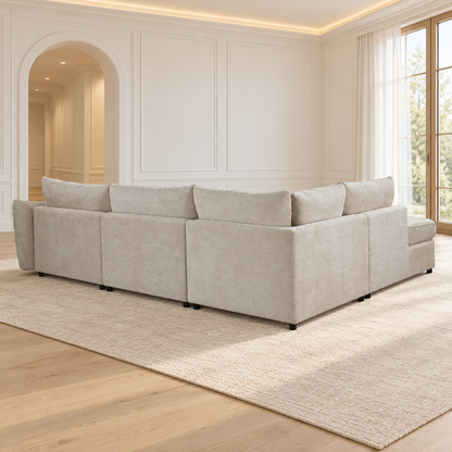 Grand Canapé d'Angle modulable 7 places en tissu 334x240xH87CM - VOLTAIRE